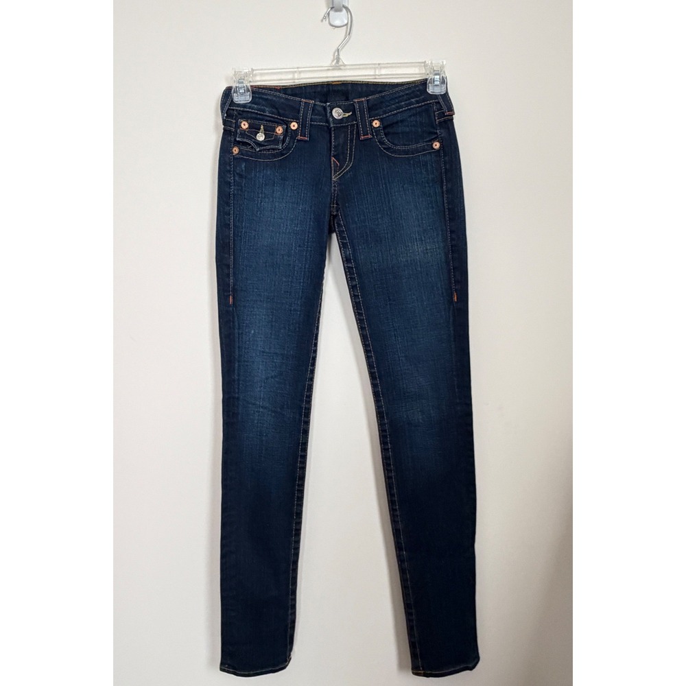 True Religion Julie Skinny Jeans Womens 26 Dark Wash Contrast Stitch Made in USA